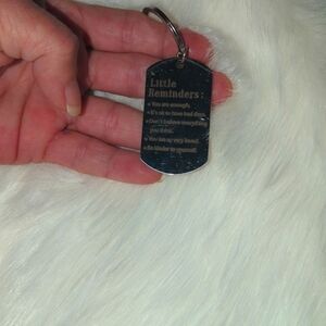 Silver tone Key chain engraved with Little Reminders